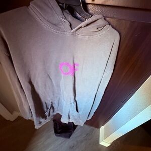 Gray Hoodie with Pink Logo